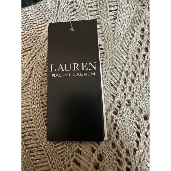 Lauren Ralph Lauren Metallic Linen Blend Crochet Sweater Dress XL Pewter NWT - Picture 5 of 14